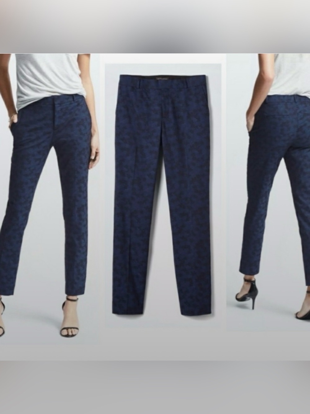 Banana Republic Ryan deep blue/black floral pattern ankle crop pants- 6P